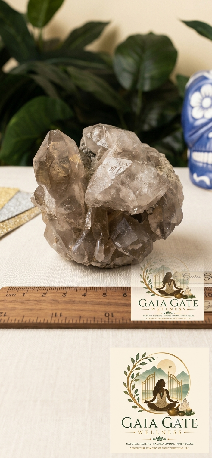 Gaia Gate Wellness Arizona Raw Smoky Quartz Cluster | Root Chakra Grounding & Energy Transmutation Crystal | Capricorn, Scorpio & Sagittarius Stone