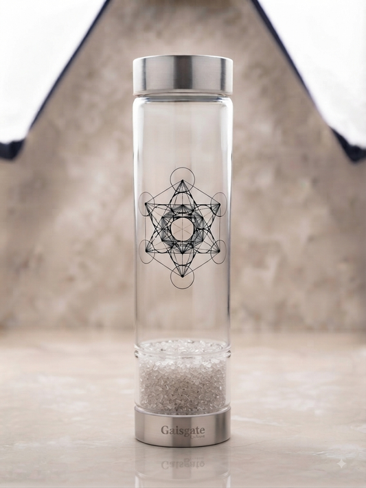 Sacred Geometry Crystal Elixir Water Bottle | Metatron’s Cube