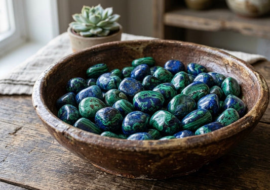 Rough Tumbled Azurite-Malachite Stones | Third Eye & Throat Chakra
