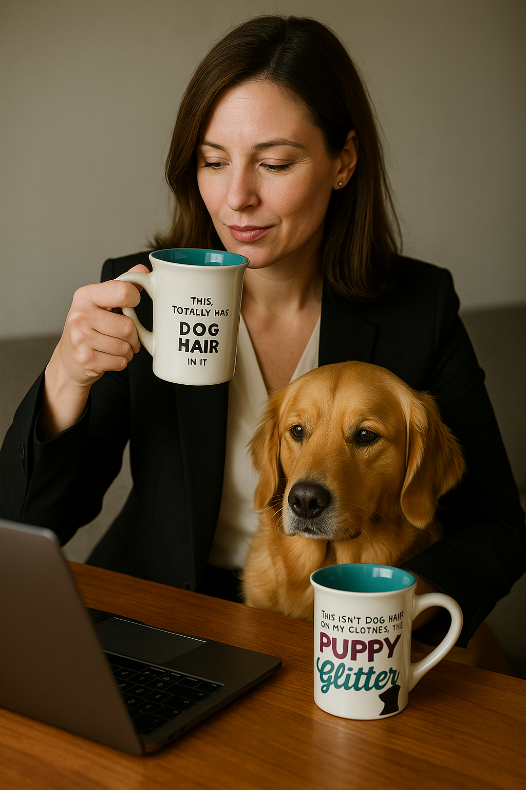 Gaia Canine Mug Collection: "Puppy Glitter" & "Totally Has Dog Hair In It" Mugs
