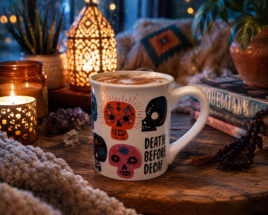Our Name Is Mud® Death Before Decaf Mug Set (Set of 1, 2, and 4) |Curated by Gaia Gate Wellness