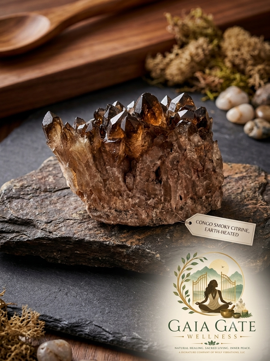 Gaia Gate Wellness | Natural Smoky Citrine Cluster from Congo | Earth-Formed Smoky Quartz with Citrine Energy | Collector Mineral Specimen