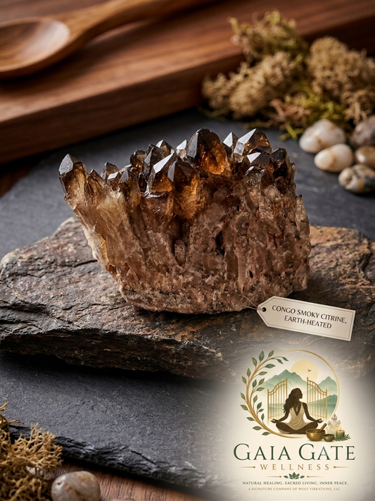Gaia Gate Wellness | Natural Smoky Citrine Cluster from Congo | Earth-Formed Smoky Quartz with Citrine Energy | Collector Mineral Specimen