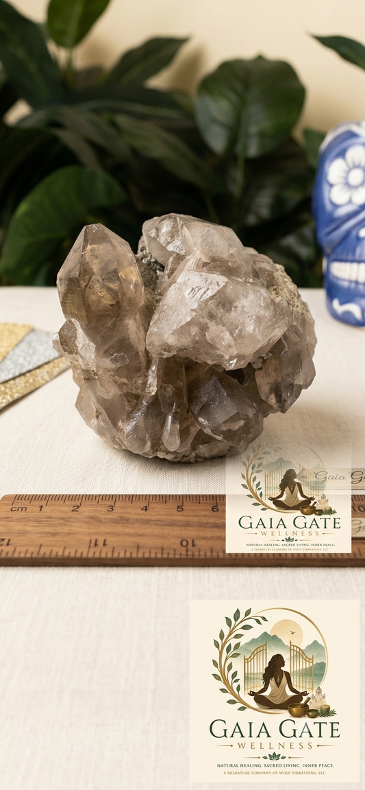 Gaia Gate Wellness Arizona Raw Smoky Quartz Cluster | Root Chakra Grounding & Energy Transmutation Crystal | Capricorn, Scorpio & Sagittarius Stone