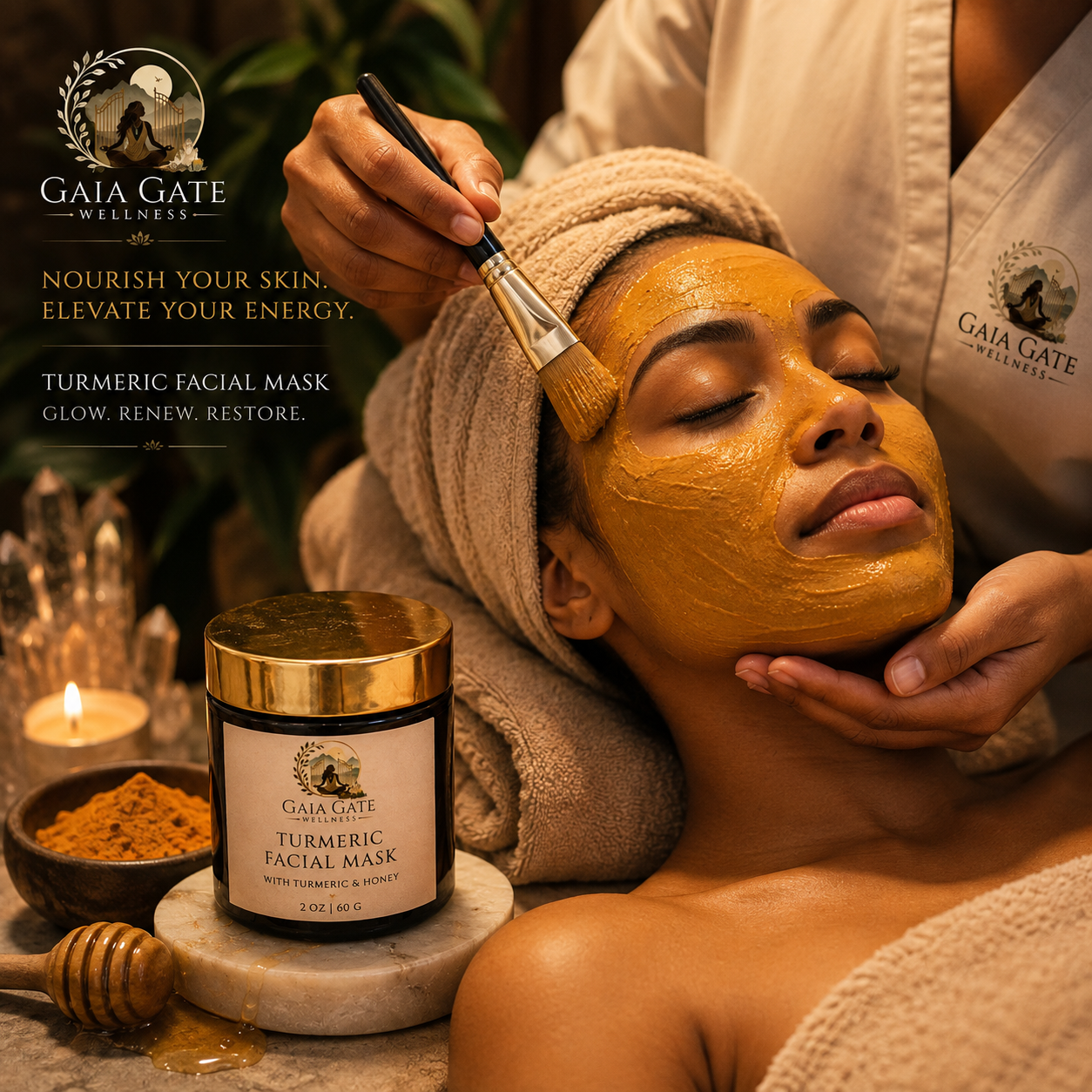 🌿 Gaia Gate Wellness Turmeric Facial Mask Collection