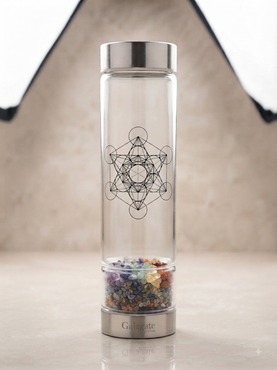 Sacred Geometry Crystal Elixir Water Bottle | Metatron’s Cube