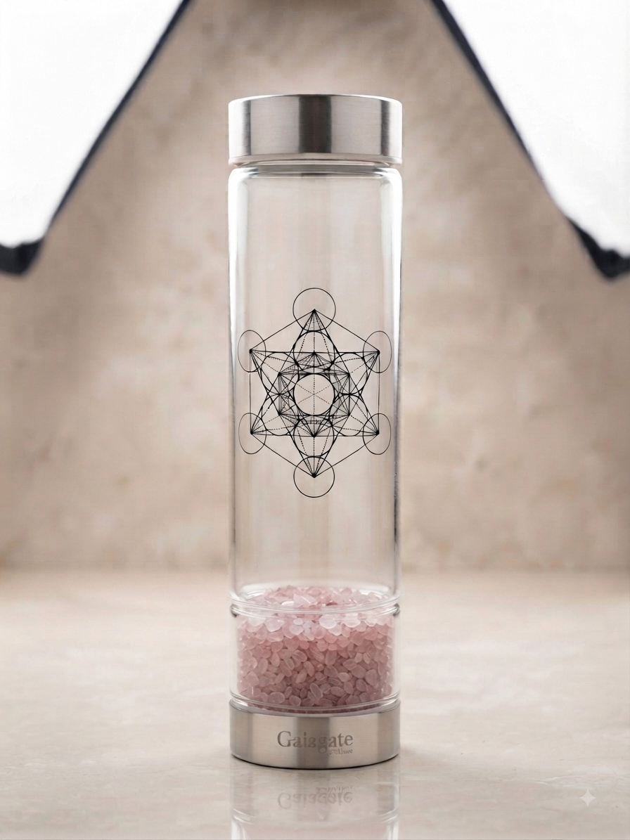 Sacred Geometry Crystal Elixir Water Bottle | Metatron’s Cube